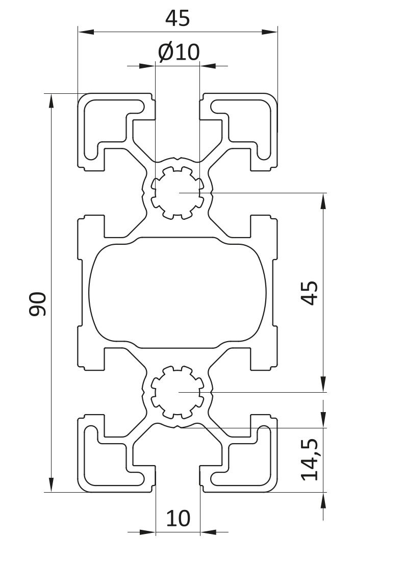 Profil aluminiowy 45x90L [10]