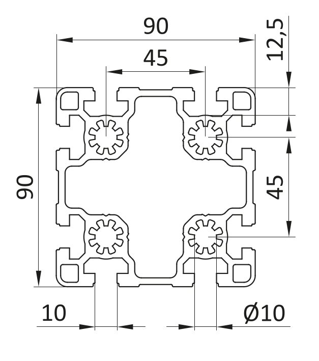 Profil aluminiowy 90x90L [10]