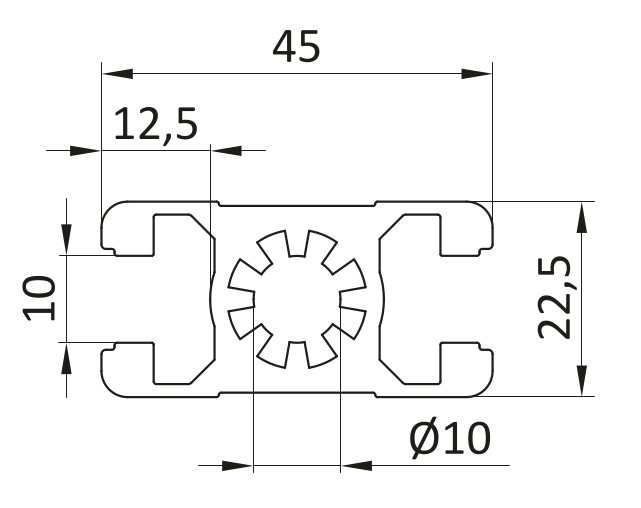 Profil aluminiowy 22,5x45 [10]