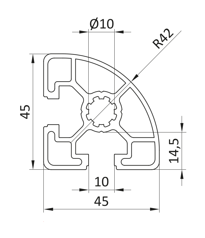 Profil aluminiowy 45x45L R [10]