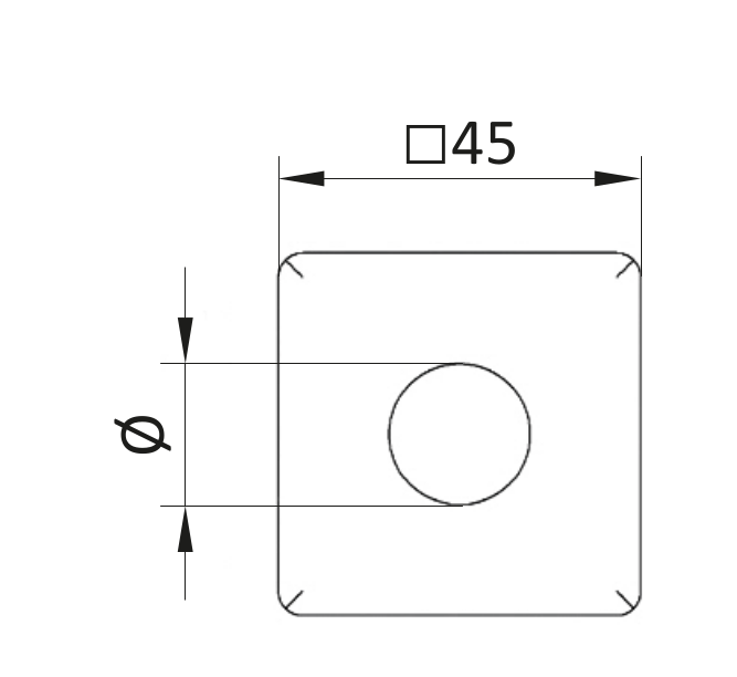 Zaślepka dla profili aluminiowych 45x45 z otworem