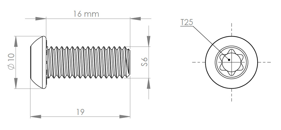Śruba centralna samogwintująca S6x16 [6]