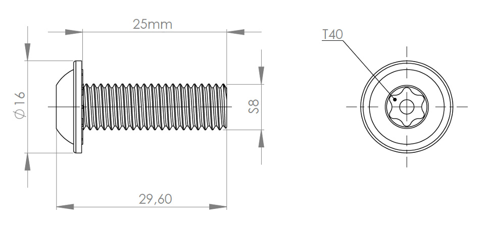 Śruba centralna samogwintująca S8x25 [8]